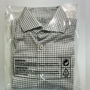 Van Laack Mens Black White Plaid Stripe Long Sleeve Fitted Dress Shirt Sz 15 38